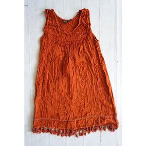 Anandas Collection Women's Orange Boho Fringes Tassel Dress - Free Size
